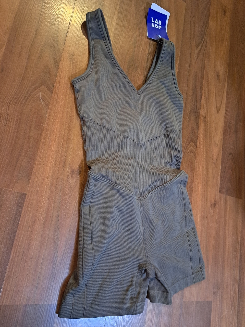 JoyLab Brown Ribbed Sleeveless Romper - Picture 2 of 6